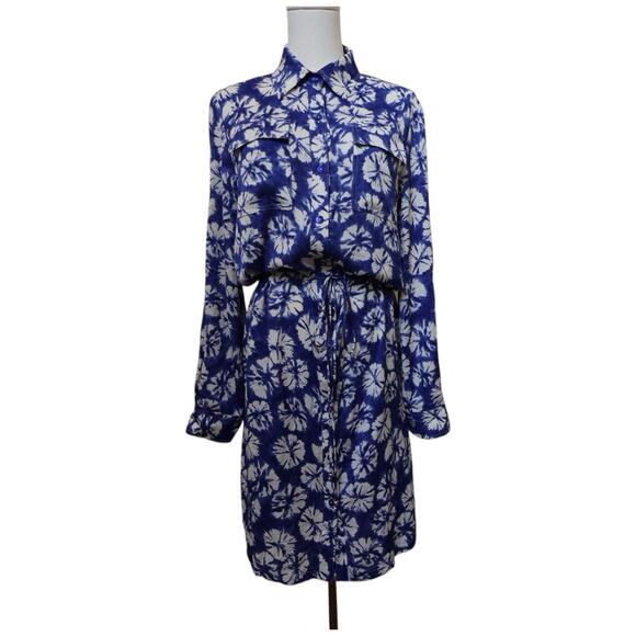 St John Floral Print Silk And Spandex Blend Shirt Dress Size 4 - Picture 1 of 13